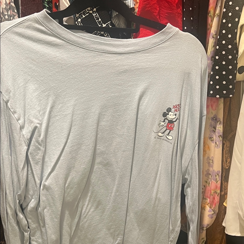 GAP Light Blue Long Sleeve Tee with Mickey Mouse